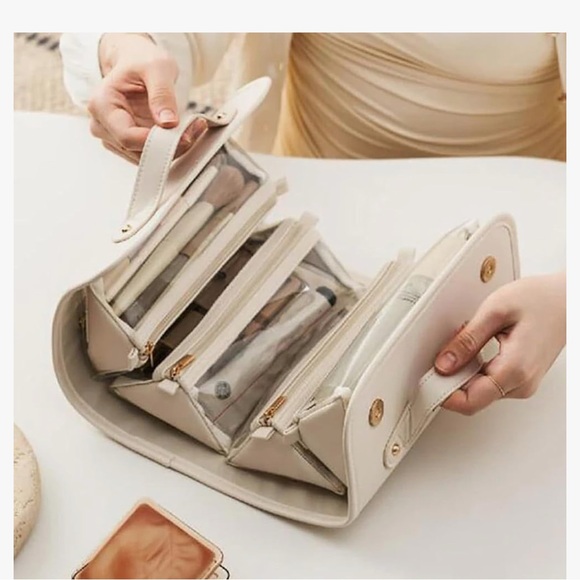 Women's Travel Cosmetic Bag, Compartment (Brown) - Picture 4 of 4